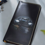 Luxury leather wallet with car art on night street design