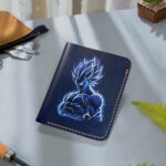 Hand-painted Vegeta leather wallet – Dragon Ball Z anime collectible by MUSHI